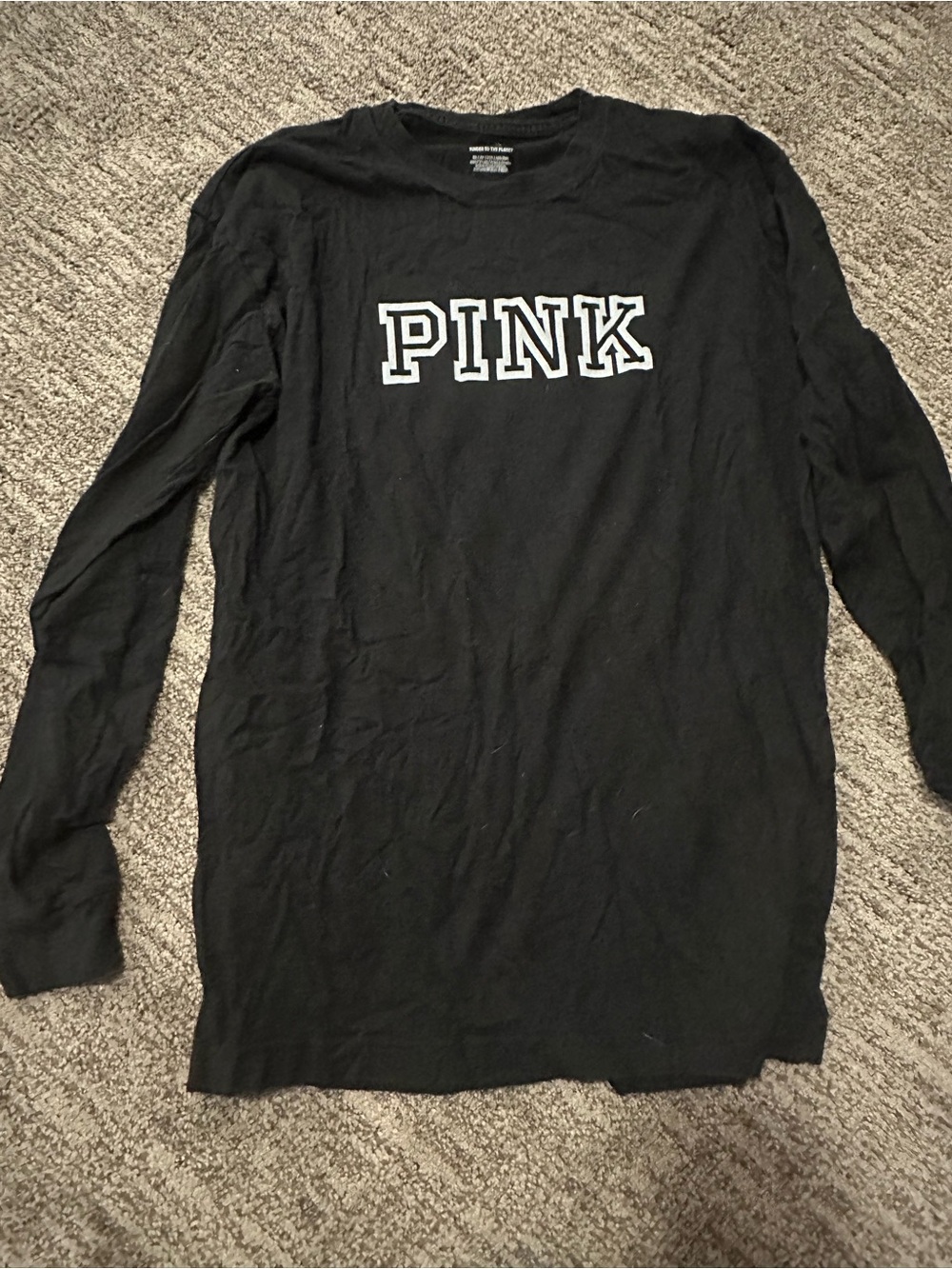 PINK Victoria's Secret Black Long Sleeve Logo Tee